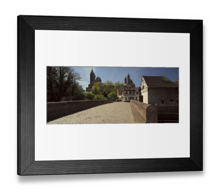 Framed Print : Facade and cobbled square of the famous UNESCO world heritage Speyer Cathedral