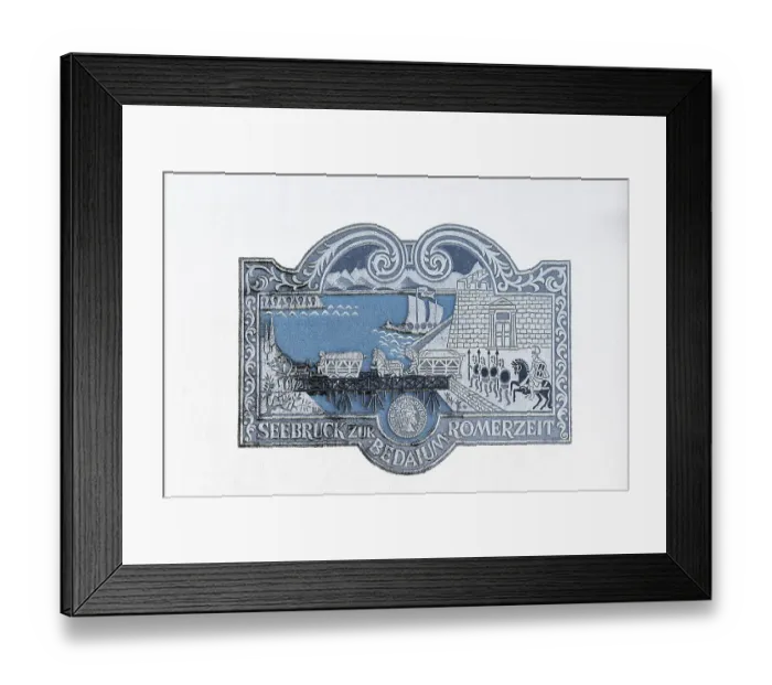 Framed Print : Relief of a scene of Seebruck from the Roman period on a house wall
