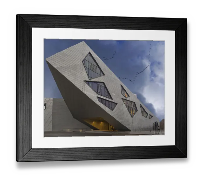 Framed Print : Modern university building by the American architect Daniel Liebeskind Framed Print : Modern university building by the American architect Daniel Liebeskind