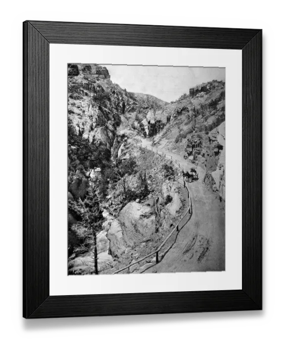 Framed Print : Horse-drawn wagon on the Utah Pass road at Pikes Peak
