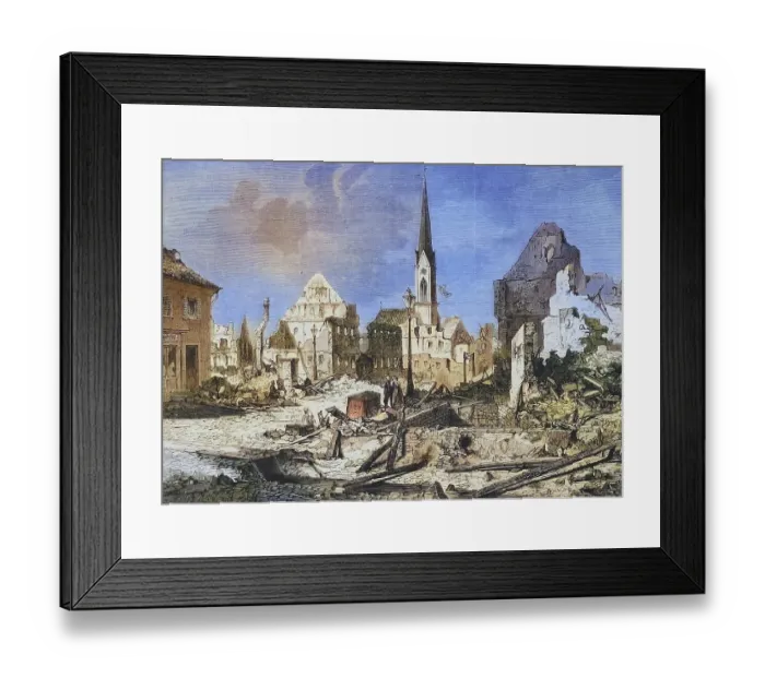 Framed Print : The devastations in the main street of Kehl after the bombardment Framed Print : The devastations in the main street of Kehl after the bombardment