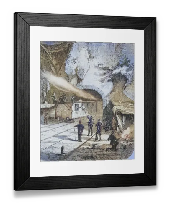 Framed Print : Guarding the railway tunnel at Saarburg by Prussian troops
