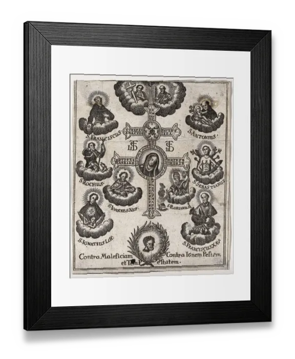 Framed Print : A cross with the image of the Virgin of the Ursulines in Landshut
