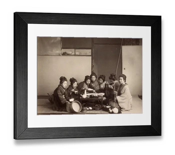 Framed Print : Japanese woman sharing a meal, 1900 Framed Print : Japanese woman sharing a meal, 1900