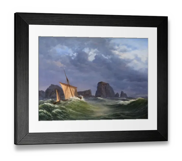 Framed Print : A Shetland fishing boat in stormy weather north of Orkney