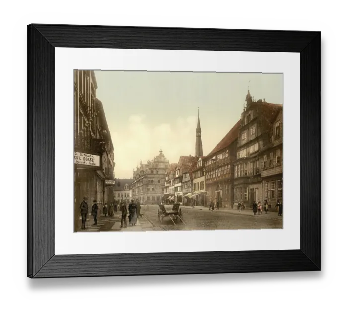 Framed Print : The Osterstrasse in Hameln in Lower Saxony Framed Print : The Osterstrasse in Hameln in Lower Saxony