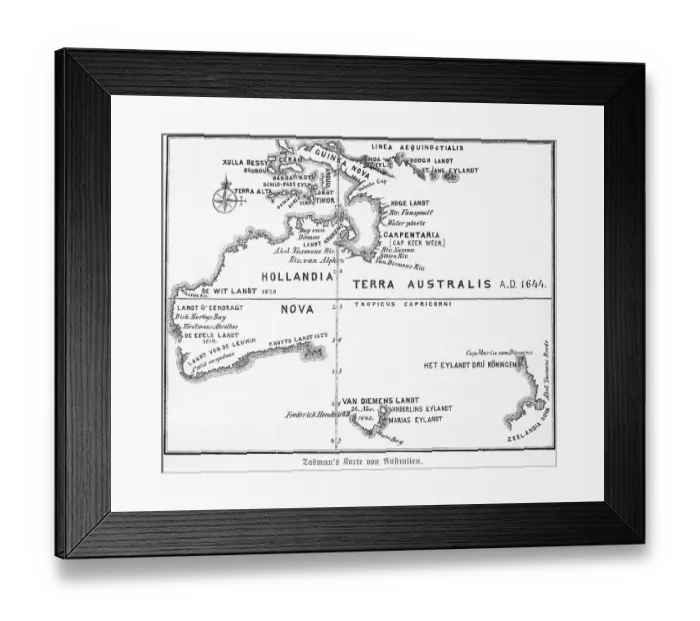 Framed Print : Map, 17th century, Dutch discovery Framed Print : Map, 17th century, Dutch discovery