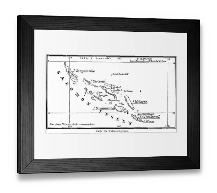 Framed Print : Map, Solomon Islands, Solomon Islands