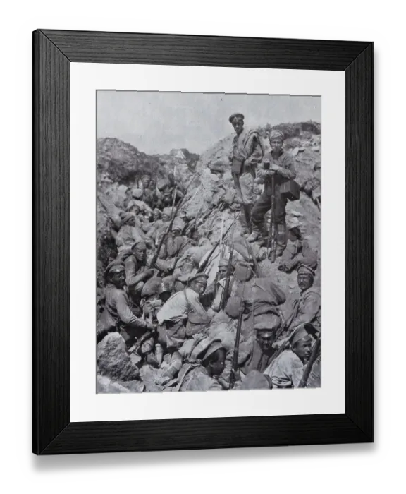 Framed Print : Russian soldiers awaiting assault signal
