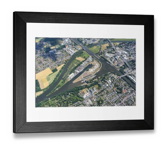 Framed Print : Aerial view of the Minden waterway junction