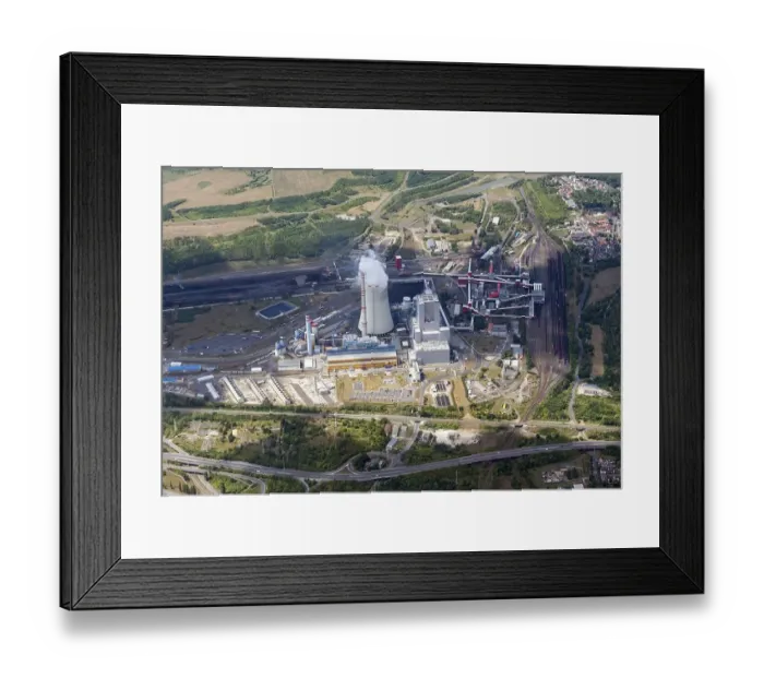 Framed Print : Aerial view of the Ledvice lignite-fired power plant