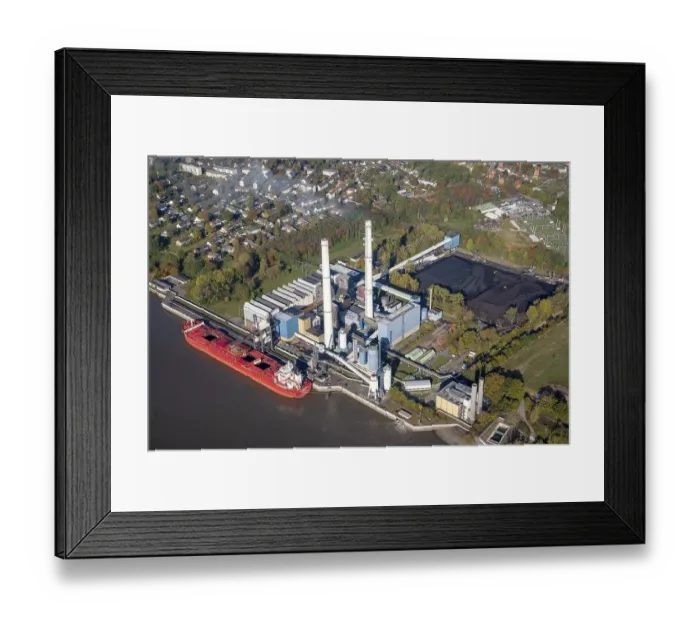 Framed Print : Aerial view of the Wedel combined heat and power plant