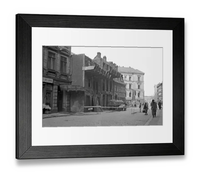 Framed Print : Road scene, construction work, 1955