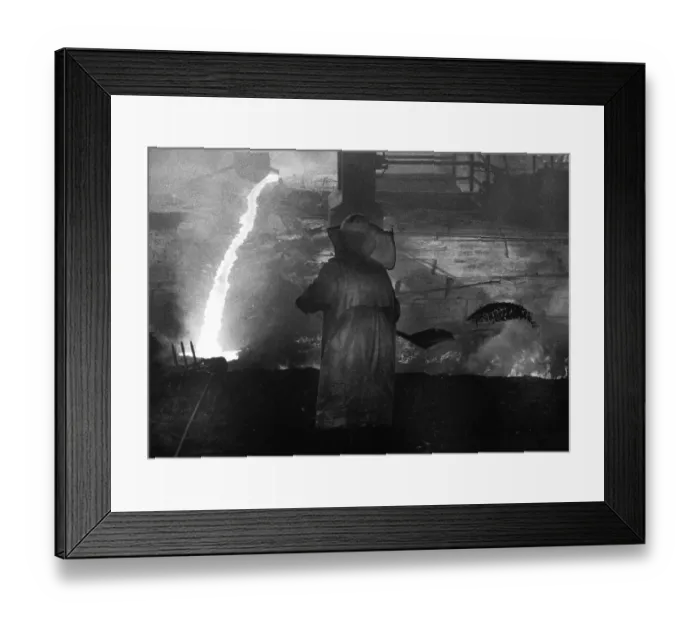 Framed Print : The work of the steelworkers, like here on 31 August 1971 at the Mannesmann-Huettenwerke in Duisburg