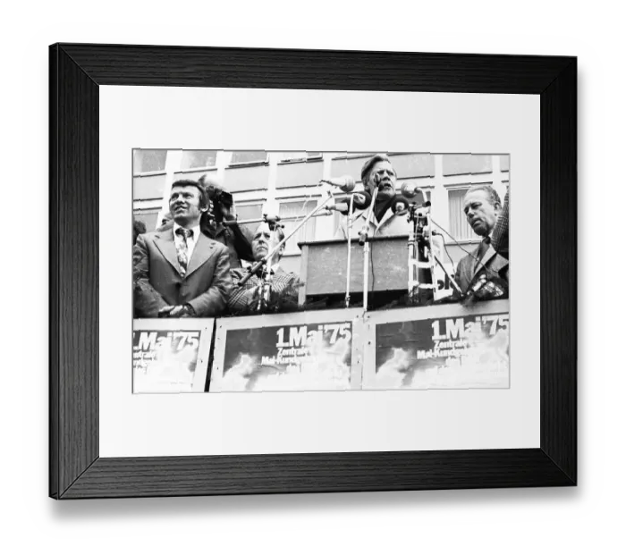 Framed Print : The DGB central event on 1 May 1975 with the Federal Chancellor in Gelsenkirchen