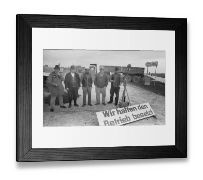 Framed Print : The workers and their union reacted to the employers of Seibel and Soehne a cement plant in Erwitte Framed Print : The workers and their union reacted to the employers of Seibel and Soehne a cement plant in Erwitte