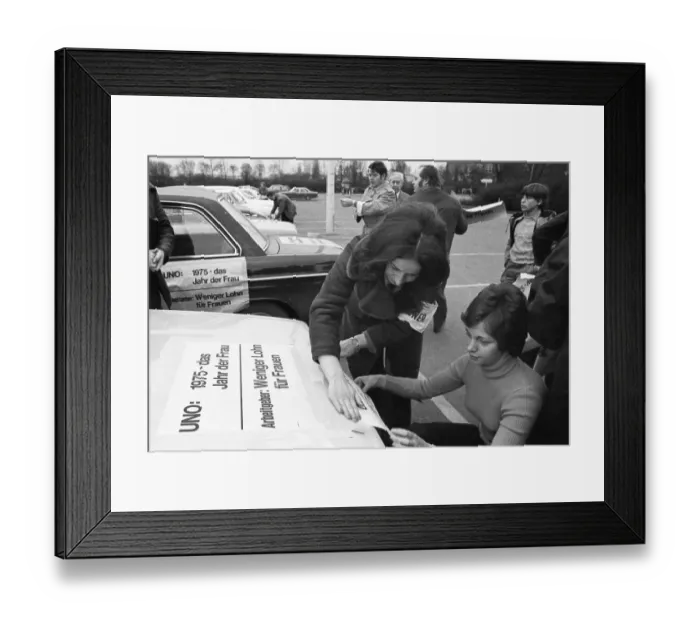 Framed Print : The IG Metall union used a motorcade to promote its demands for higher wages
