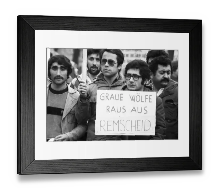 Framed Print : A ban on the Turkish right-wing organisation Graue Woelfe