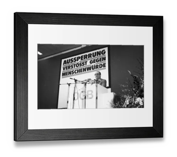 Framed Print : DGB rally for a ban on lock-outs in Hanover on 26 January 1980