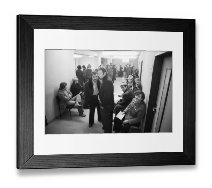 Framed Print : Large crowd of unemployed people at the labour office on 23