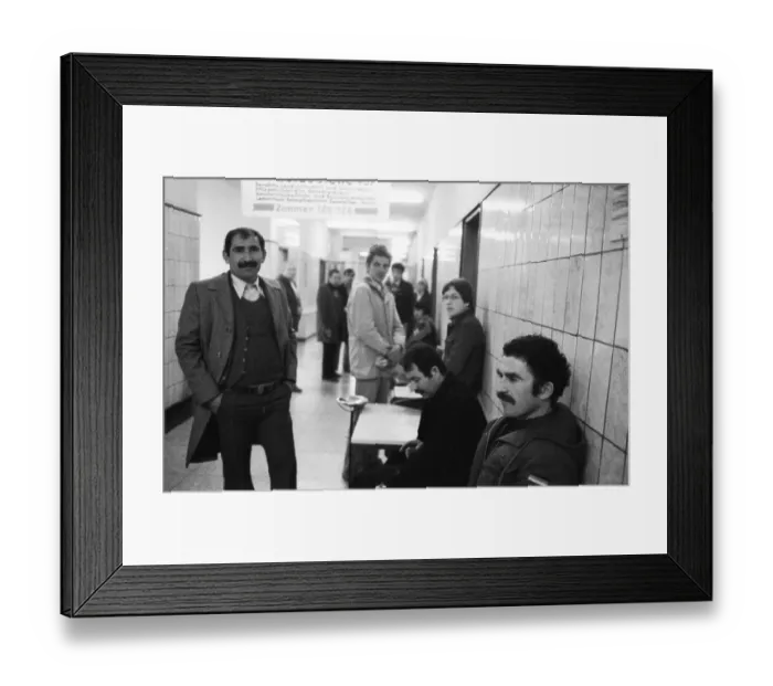 Framed Print : Large crowd of unemployed people at the labour office on 23