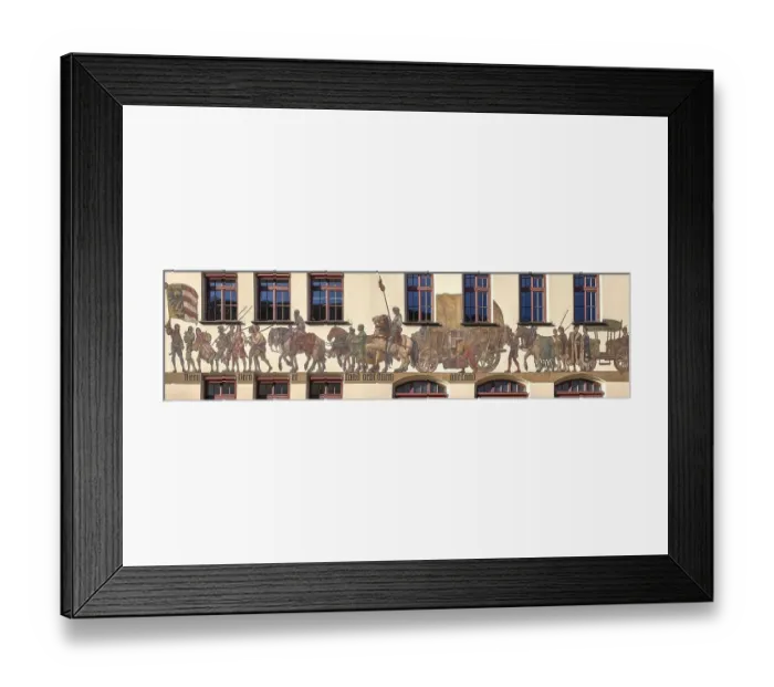 Framed Print : Historical mural of a medieval merchant procession Framed Print : Historical mural of a medieval merchant procession