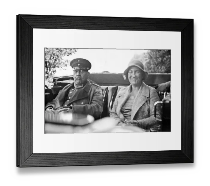 Framed Print : Paul von Hindenburg and a woman sitting in a carriage
