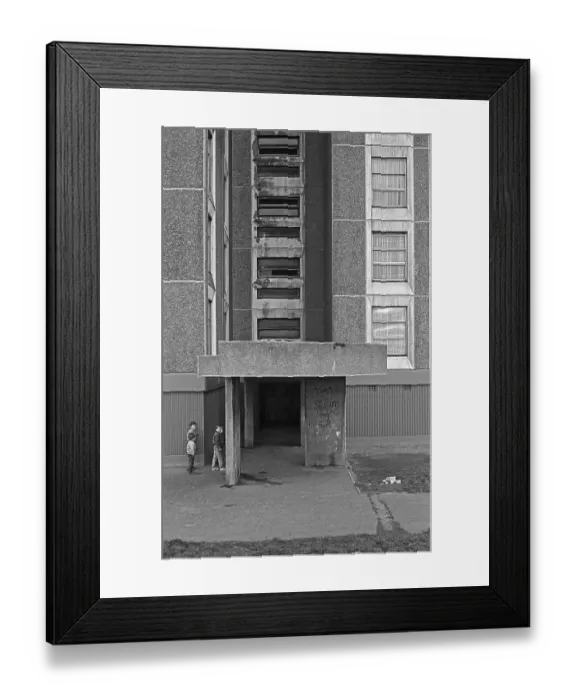 Framed Print : Entrance, Tower Block, Children Framed Print : Entrance, Tower Block, Children