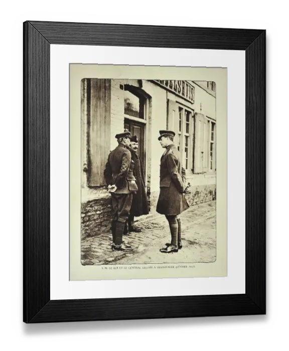 Framed Print : King Albert I and general Gillain at Hoogstade in Flanders during the First World War