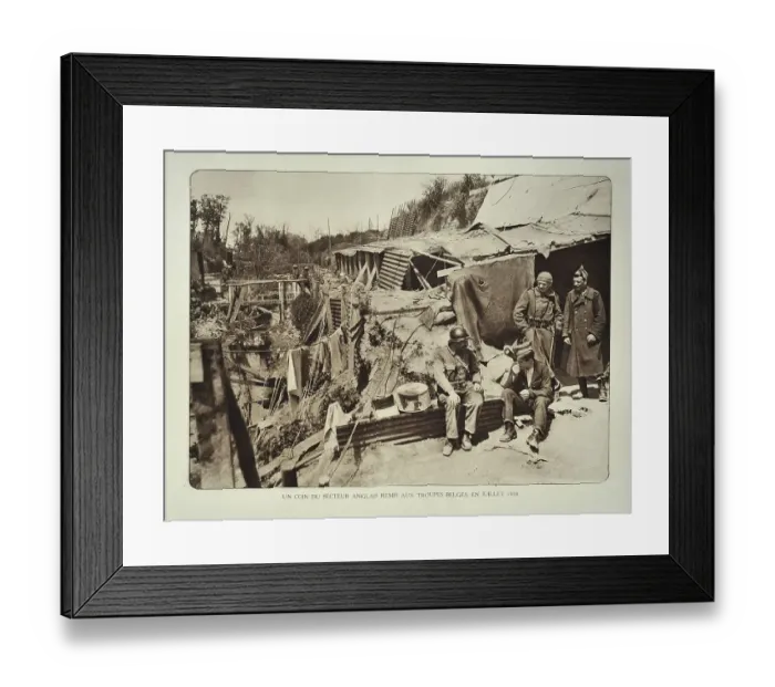 Framed Print : Soldiers at rest in trench at the English sector in Flanders during the First World War Framed Print : Soldiers at rest in trench at the English sector in Flanders during the First World War