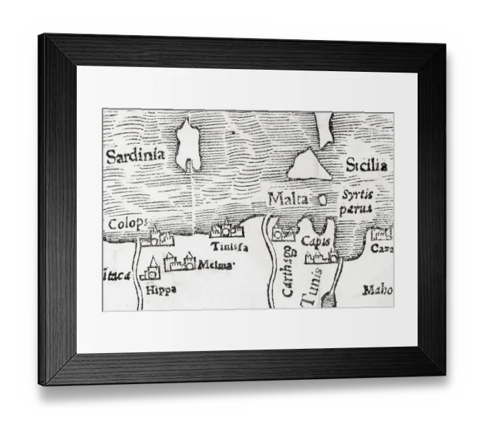 Framed Print : North Africa with Sardinia and Malta