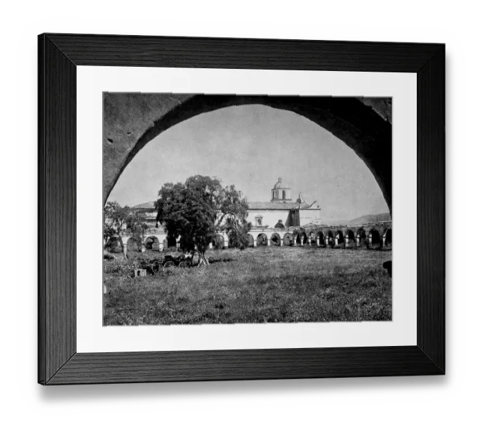 Framed Print : Construction of the oldest mission station in the state of California