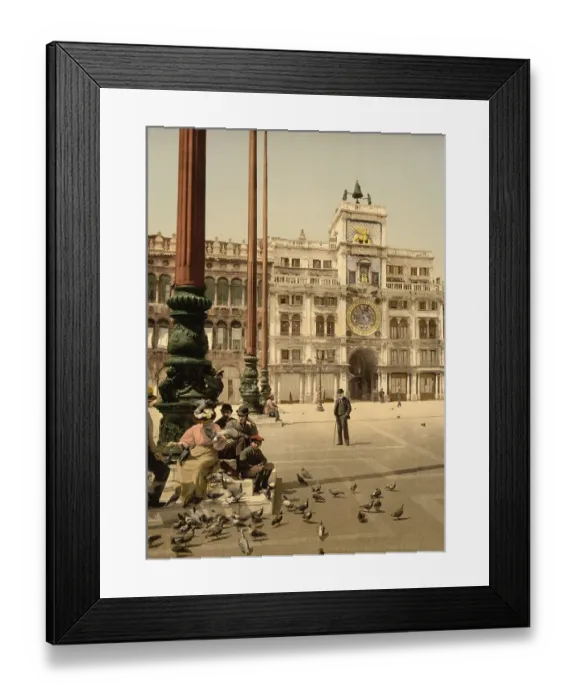 Framed Print : St Marks Square and Clock, 1890 Framed Print : St Marks Square and Clock, 1890