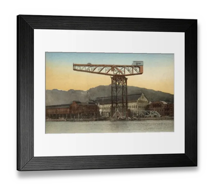 Framed Print : Large crane of the Mitsubishi shipyard