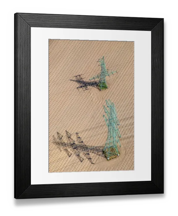 Framed Print : Aerial view of E-masts on a field Framed Print : Aerial view of E-masts on a field