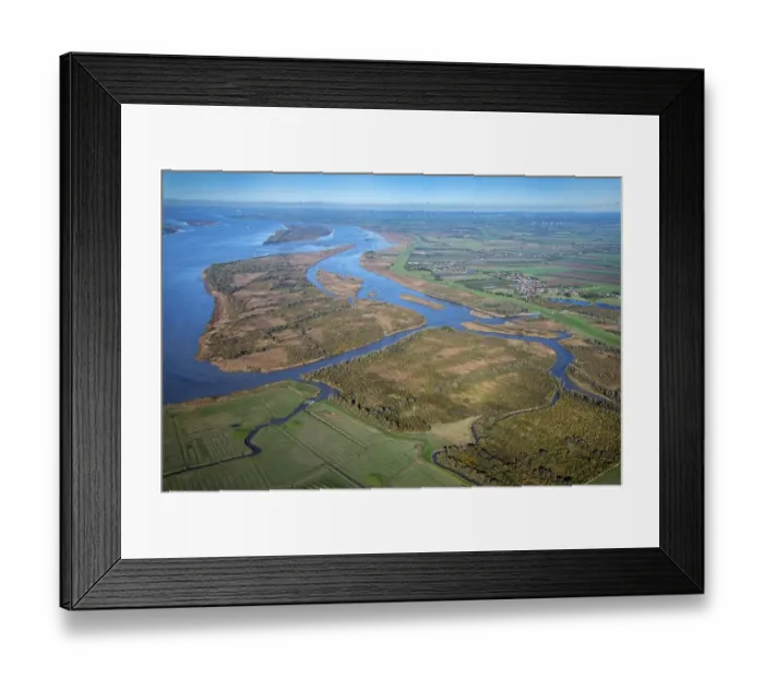 Framed Print : Aerial view of the Haseldorder Marsch nature reserve