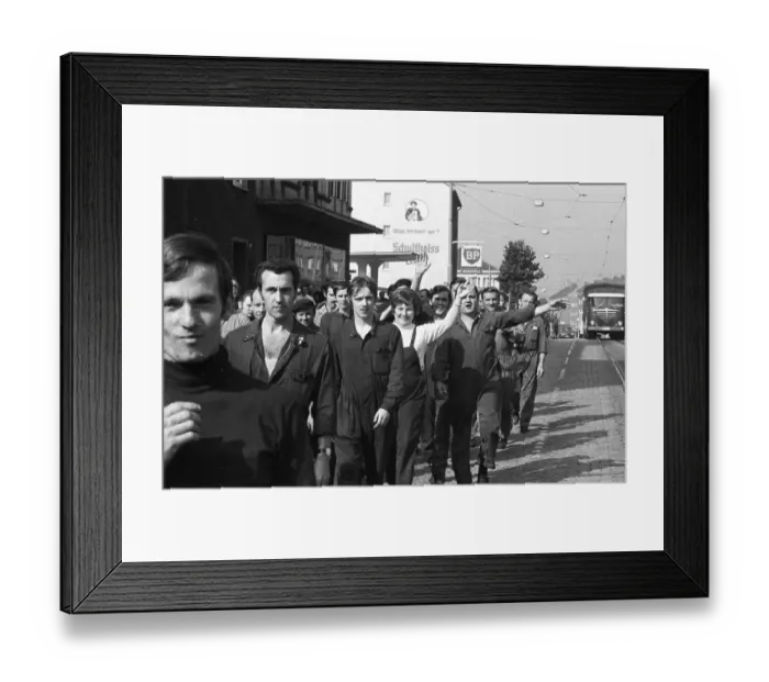 Framed Print : The spontaneous strikes, here at Opel in Bochum on 15