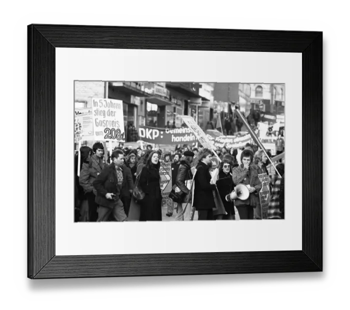 Framed Print : DKP supporters and functionaries demonstrated for a price freeze of communal and general prices on 18 Framed Print : DKP supporters and functionaries demonstrated for a price freeze of communal and general prices on 18