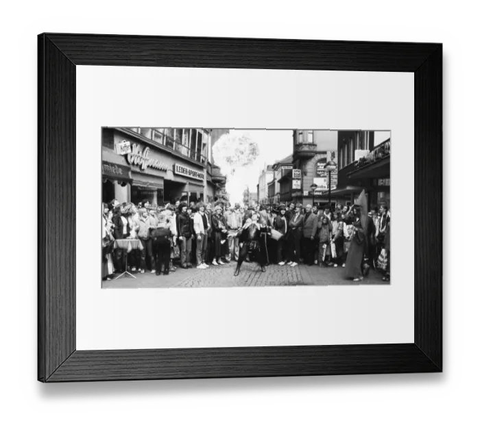 Framed Print : Artists from France performed at a street festival on 09