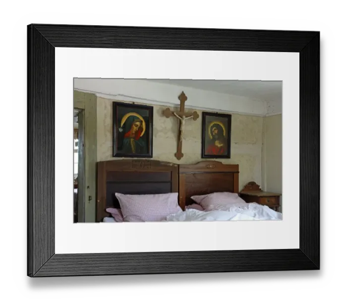 Framed Print : Two pictures of saints above the marriage bed