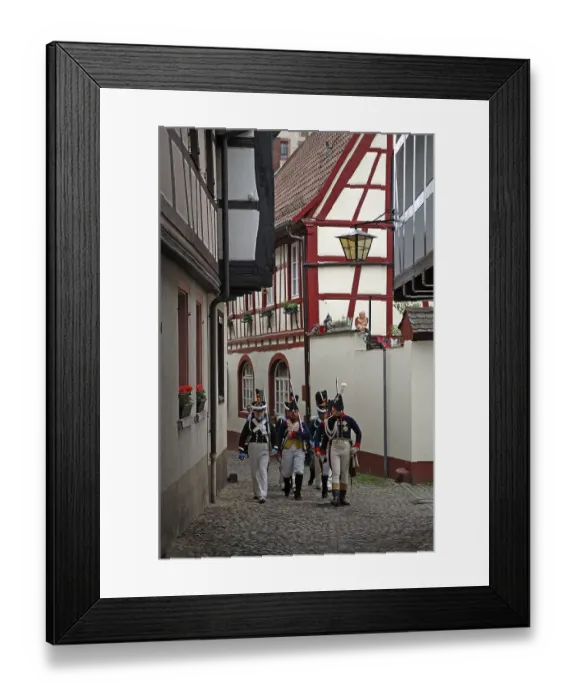Framed Print : Napoleonic troops around 1808 during a patrol at a festival in Gengenbach Framed Print : Napoleonic troops around 1808 during a patrol at a festival in Gengenbach