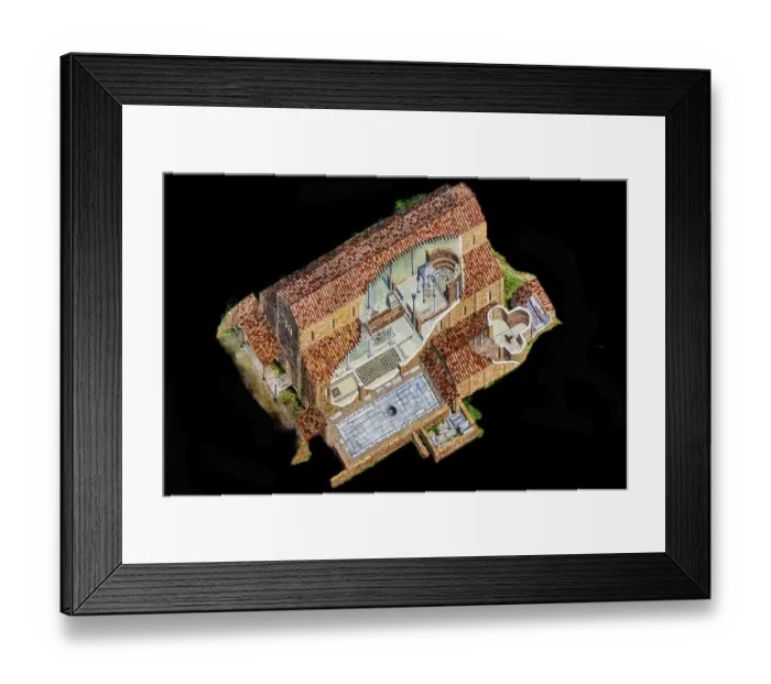 Framed Print : Reconstruction drawing, archaeological excavations from early Christian and Roman times