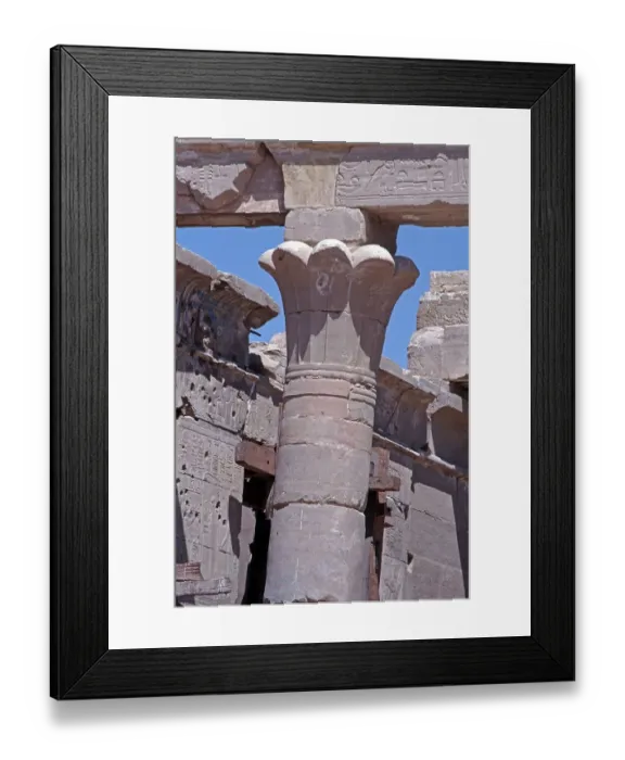 Framed Print : Reliefs, Palm Column, Amun Temple of Hibis