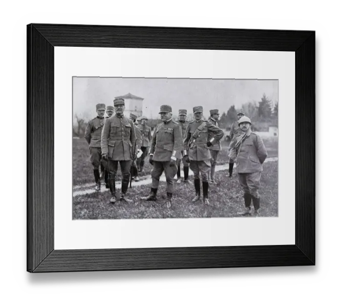 Framed Print : Marshall Foch, visiting the Italian front line