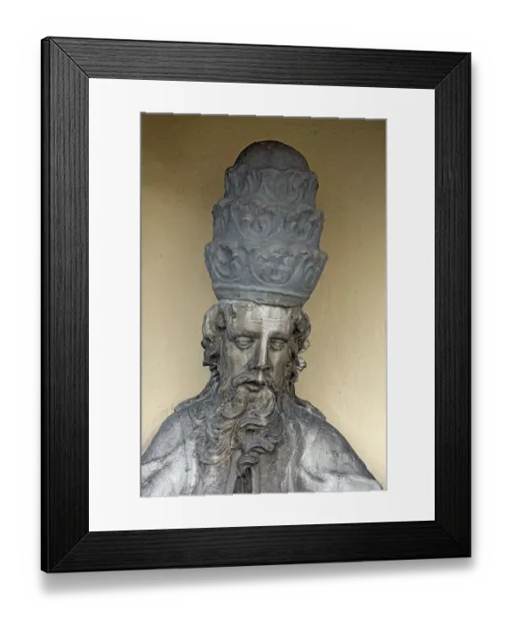 Framed Print : Sculpture of a saint with a tiara