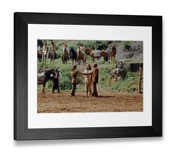 Framed Print : Pierre Brice as Winnetou and other actors in The Treasure in Silver Lake Framed Print : Pierre Brice as Winnetou and other actors in The Treasure in Silver Lake