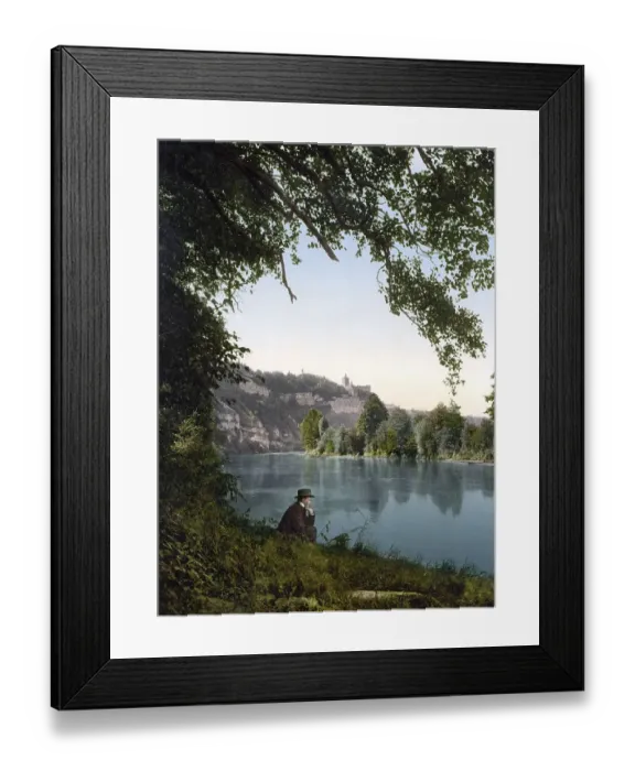 Framed Print : Rudelsburg is a hilltop castle above Saaleck in the Saale valley