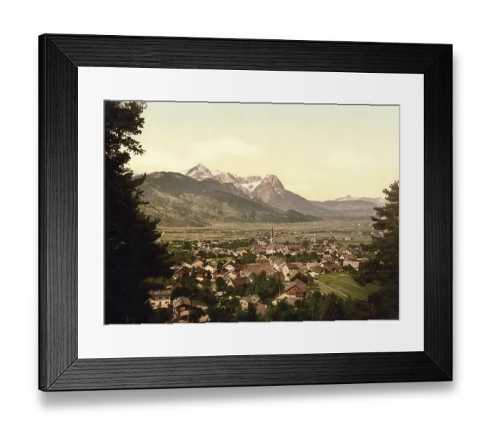 Framed Print : Partenkirchen and the Wetterstein Mountains