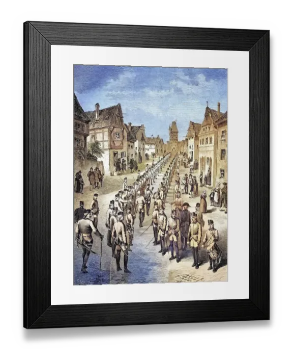 Framed Print : Spiessrutenlaufen, eine militaerische Leibesstrafe