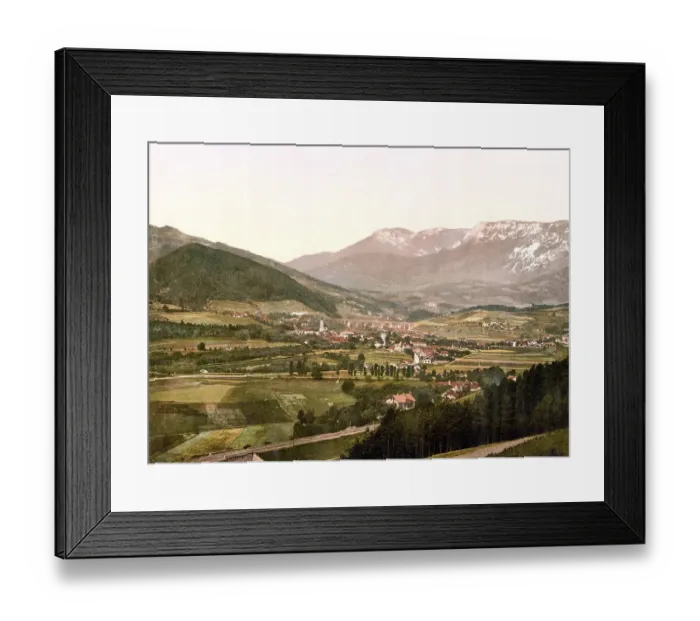 Framed Print : Semmeringbahn, Payerbach mit der Raxalpe Framed Print : Semmeringbahn, Payerbach mit der Raxalpe